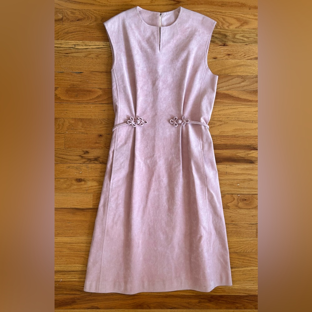 Vintage 1960s / 1970s Skinner Ultra Suede Sheath Dress with Pockets Pink